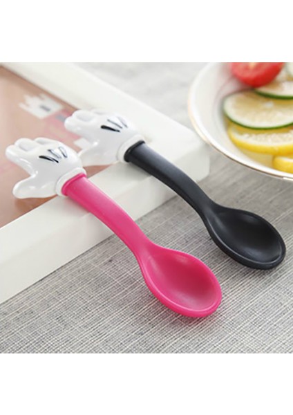 Siyah Stil Kawaii Yemek Takımı Bebek Karikatür Mickey El Şekilli Çatal Çocuklar Sevimli Plastik Çatal Çocuklar Sofra Takımı Hediye Kutusu (Yurt Dışından) modelleri