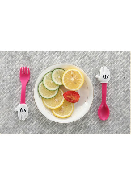 Siyah Stil Kawaii Yemek Takımı Bebek Karikatür Mickey El Şekilli Çatal Çocuklar Sevimli Plastik Çatal Çocuklar Sofra Takımı Hediye Kutusu (Yurt Dışından) fırsatları