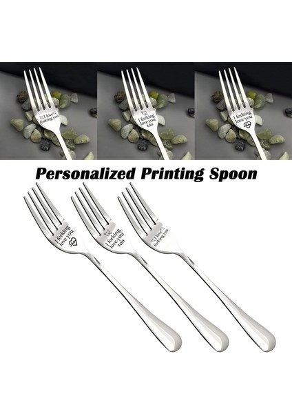 Kutu-07 Stili Gravürlü Çatal - Eşinize, Kocanıza ve Ailenize En Iyi Hediye Paslanmaz Çelik I Seni Çatalla Seviyorum Mutfak Aracı Mektup Baskılı Çatallar Kaşık (Yurt Dışından) fırsatları