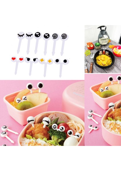 10 Adet Mini Göz Meyve Çatalı Çizgi Film Plastik Meyve Kürdan Çocuk Çatal Bento Öğle Kutusu Aksesuarları (Yurt Dışından) fiyatları