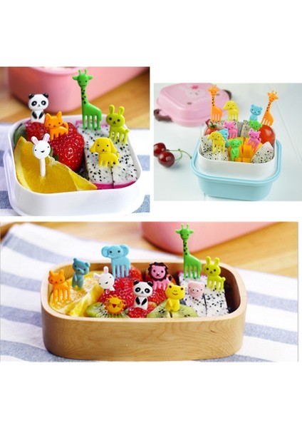 D16036 Stili 1 Paket Mini Hayvan Çiftliği Karikatür Çatal Meyve Çubuk Işareti Bento Öğle Parti Dekorasyonu (Yurt Dışından) fırsatları