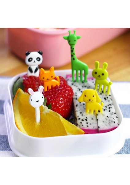 D16036 Stili 1 Paket Mini Hayvan Çiftliği Karikatür Çatal Meyve Çubuk Işareti Bento Öğle Parti Dekorasyonu (Yurt Dışından) indirimleri