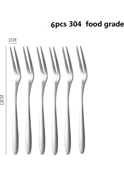 Beyaz 6 Adet Tarzı Çelik Iki Dişli Çatal Meyve Çatalı Seti Mutfak Eşyaları Çeşitli Kullanımlı Atıştırmalık Pasta Tatlı Çatalı Kafeterya Ev Sofra Takımı (Yurt Dışından)