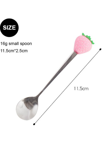 No.2 Tarzı Sevimli Paslanmaz Çelik Meyve Çatalı Kahve Kaşığı Renkli Meyve Desenli Karıştırma Kaşığı Çocuk Çocuk Silikon Saplı Tatlı Kaşığı Akşam Yemeği (Yurt Dışından)