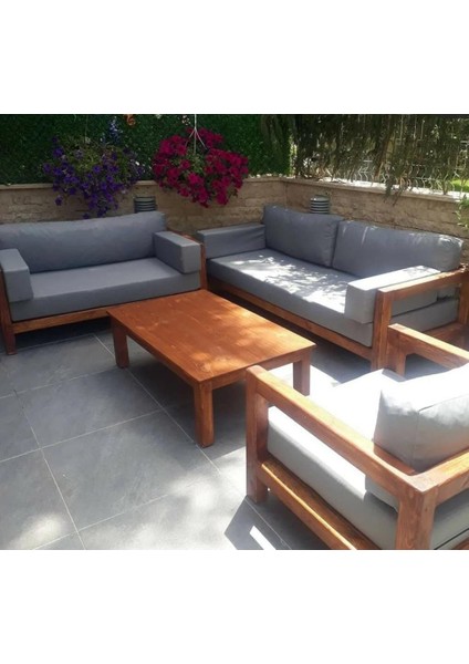 Bella 3+2+1 Bahçe Balkon Teras Ahşap Oturma Grubu
