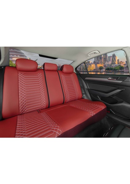 Fiat Egea Cross Uyumlu Deri Oto Koltuk Kılıfı Ön Arka Takım Giydirme Tip Kırmızı Exclusıve Model Scr