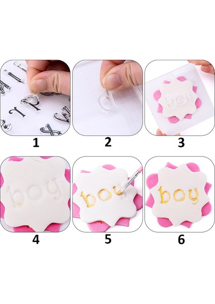 Beyaz Fırça Stili Kurabiye Kalıp Kabartma Damga Kek Aracı Harf Alfabe Yapışkan Süsleme Denizatı Noel Fondan Kesici Aracı Sugarcraft (Yurt Dışından)