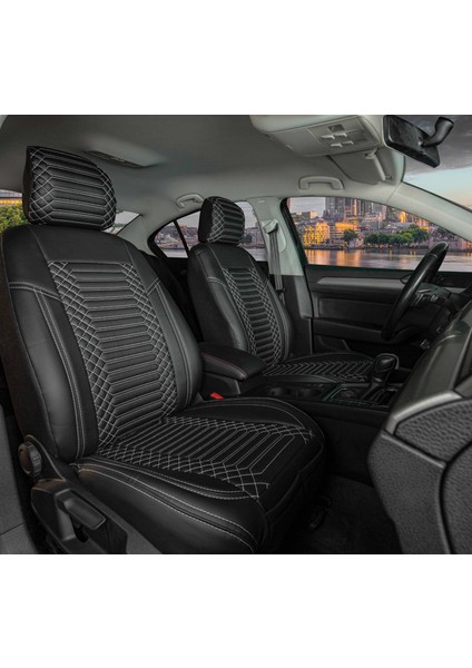 Fiat Egea Stw Uyumlu Deri Oto Koltuk Kılıfı Ön Arka Takım Giydirme Tip Siyah Beyaz Exclusıve Model Scr