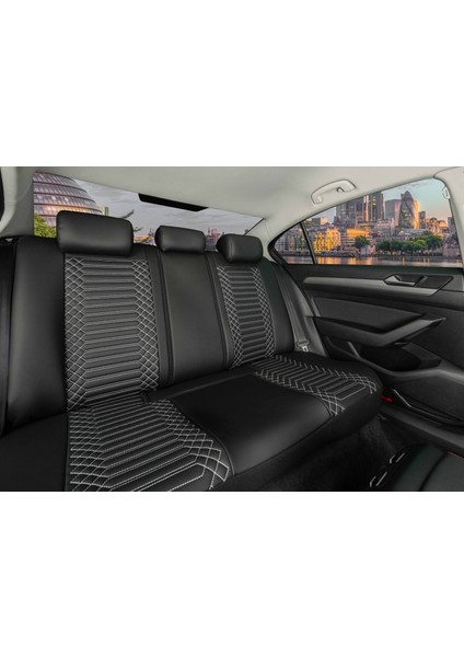 Fiat Egea Stw Uyumlu Deri Oto Koltuk Kılıfı Ön Arka Takım Giydirme Tip Siyah Beyaz Exclusıve Model Scr