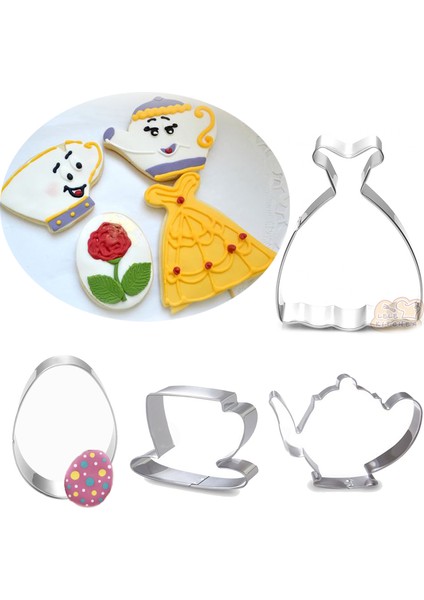 1x Çaydanlık Stili Patisserie Pastane Prenses Elbise Çaydanlık Fincan Kalıplar Metal Kurabiye Kesici Şeker Fondan Pasta Süsleme Çikolata Bisküvi Kalıbı (Yurt Dışından)