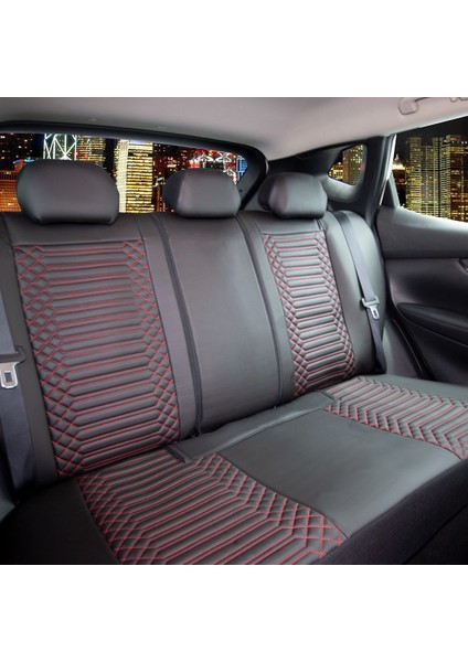 renault Megane 3 Uyumlu Deri Oto Koltuk Kılıfı Ön Arka Takım Giydirme Tip Siyah Kırmızı Exclusıve Model Scr