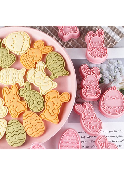 4'lü Set 4 Stil Paskalya Plastik Kurabiye Kesici Tavşan Yumurta Kurabiye Kesici 3D Karikatür Tavşan Kalıplar Fırın Kurabiye Aracı Parti Kek Kendin Yap Malzemeleri (Yurt Dışından)