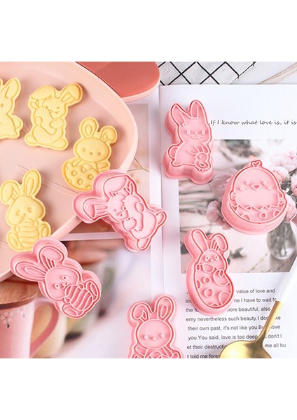 4'lü Set 4 Stil Paskalya Plastik Kurabiye Kesici Tavşan Yumurta Kurabiye Kesici 3D Karikatür Tavşan Kalıplar Fırın Kurabiye Aracı Parti Kek Kendin Yap Malzemeleri (Yurt Dışından)