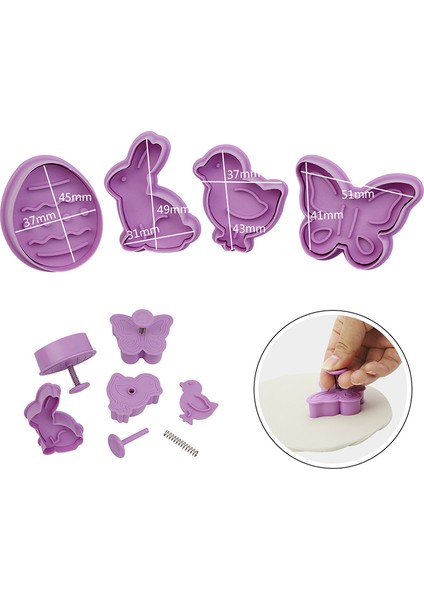 J02 Stili Paskalya Tavşanı Desenli Plastik Pişirme Kalıbı 3D Kurabiye Kesici Itici Dıy Pişirme Hamur Modelleme Araçları Mutfak Dekorasyonu (Yurt Dışından)