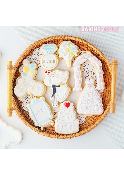 Bisiklet Kesici Kalıp Stili Düğün Damat Gelin Doğum Günü Kurabiye Kesici Kalıp Pasta Şekillendirme Aracı Kurabiye Damga (Yurt Dışından)