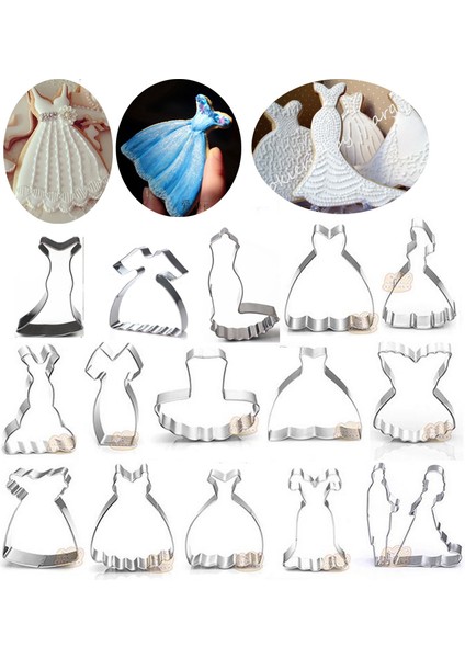 Bebek Etek Stili Düğün Elbisesi Metal Kurabiye Kesiciler Çift Fondan Pasta Süsleme Prenses Cupcake Çikolata Bisküvi Kalıbı Pastane Reposteria (Yurt Dışından)