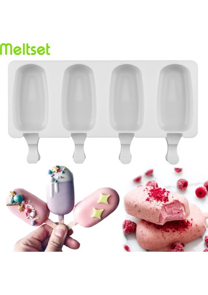 Dondurma Tarzı 4 Hücreli Silikon Dondurma Kalıpları Ev Yapımı Dondurma Kalıbı Popsicle Kalıbı Dıy Dondurma Kalıbı Yapıcıyla Dondurma Kalıbı Çubukları Ile (Yurt Dışından)