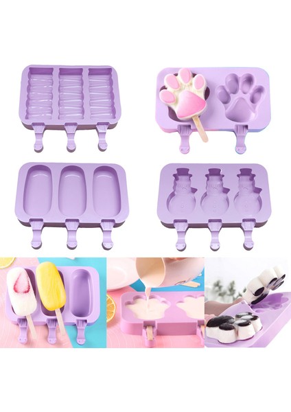 C Stili Dondurma Silikon Kalıp Magnum Kek Kalıbı Cakesicle Kalıbı Kendin Yap Buz Kalıbı Sevimli Karikatür Popsicle Soğutucular Kapaklı Buz Çubukları (Yurt Dışından)