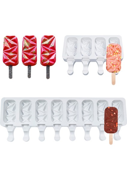 B-Beyaz Tarzı Silikon Dondurma Kalıbı Kendin Yap Ev Yapımı Dondurma Kalıpları Dondurucu 8 Hücreli Küçük Boyut Buz Kalıbı Dondurma Fıçısı Yapım Araçları (Yurt Dışından) fırsatları