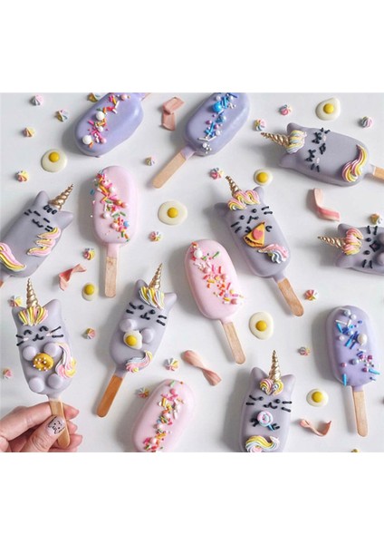 50 Tahta Çubuk Stili 4 Hücreli Silikon Dondurma Kalıbı Meyve Suyu Popsicle Yapıcı Çocuklar Pop Kalıbı Dondurmalık Tepsi Silikon Kalıplar Pasta Süsleme Fırınlama T (Yurt Dışından)