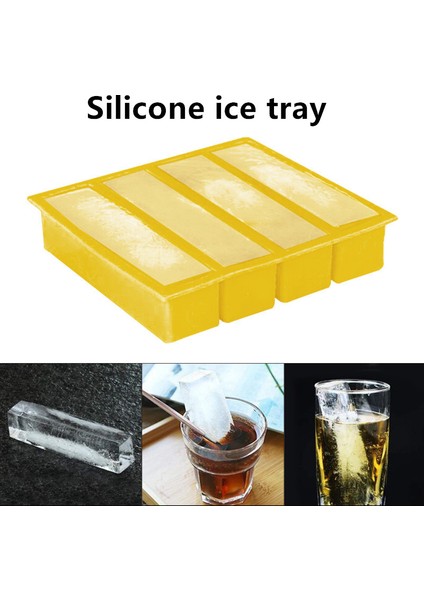 Sarı Stil Yeniden Kullanılabilir Silikon Buz Kalıbı Bpa Free Gıda Sınıfı Silikon Buz Küpleri- Uzun Buz Kalıbı Tray (Yurt Dışından)
