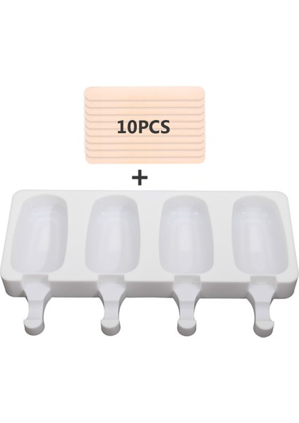 Klasik 10 Tarzı 4 Hücreli Büyük Boy Silikon Dondurma Kalıbı Popsicle Kalıpları Kendin Yap Dondurma Dondurucu Meyve Suyu Dondurma Yapıcı Kalıbı Çubuklarıyla (Yurt Dışından)