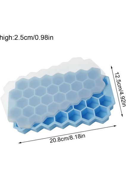 Mavi Stil Kapaklı Balpeteği Buz Küpü Tepsileri Silikon Jel Buz Küpü Kalıbı 37 Gözlü Küp Silikon Kendin Yap Buz Makinesi Yapışmaz (Yurt Dışından)