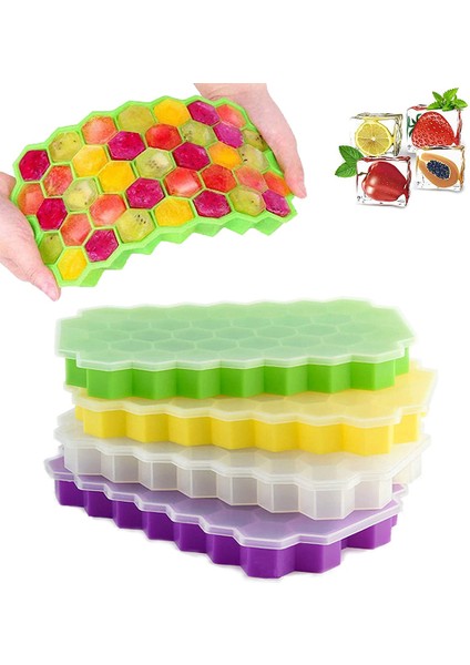 Mavi Stil Kapaklı Balpeteği Buz Küpü Tepsileri Silikon Jel Buz Küpü Kalıbı 37 Gözlü Küp Silikon Kendin Yap Buz Makinesi Yapışmaz (Yurt Dışından) modelleri