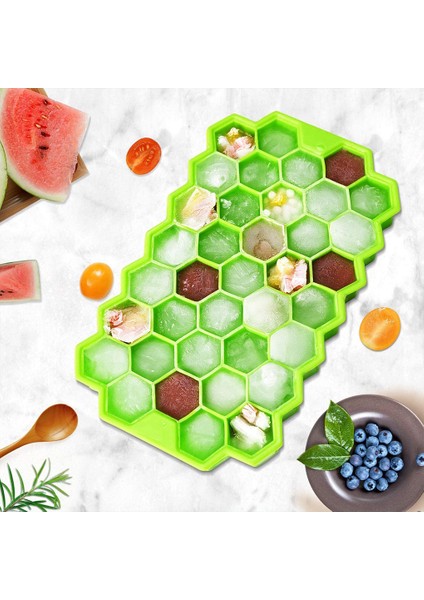 Mavi Stil Kapaklı Balpeteği Buz Küpü Tepsileri Silikon Jel Buz Küpü Kalıbı 37 Gözlü Küp Silikon Kendin Yap Buz Makinesi Yapışmaz (Yurt Dışından) fırsatları