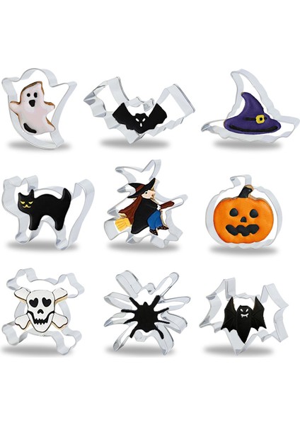 B08-1 Adet Tarzı Cadılar Bayramı Süsleme Kurabiye Kesici Kabak Hayalet Cadı Paslanmaz Çelik Bisküvi Kek Kalıbı Kalıp Halloween Partisi Ev Fırın Araçları (Yurt Dışından)