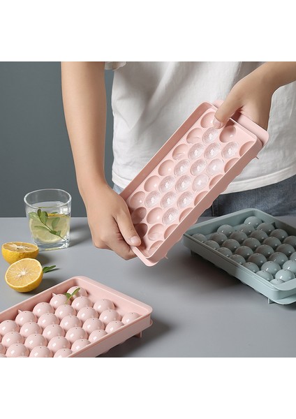 Pembe Tarzı Yaratıcı Yuvarlak Buz Küpü Tepsisi Kapaklı Plastik Buzdolabı Küresel Buz Kutusu Büyük Buz Kalıbı Buz Kutusu Buz Izgarası Hızlı Dondurucu (Yurt Dışından) indirimleri
