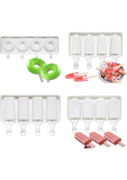 Ayı Stili 4 Adet Popsicle Dondurma Kalıbı Silikon Dondurma Kalıbı Kendin Yap Buzlu Şeker Kalıbı Dondurucu Suyu Buz Küpü Tepsi Dinozor Ayı (Yurt Dışından)