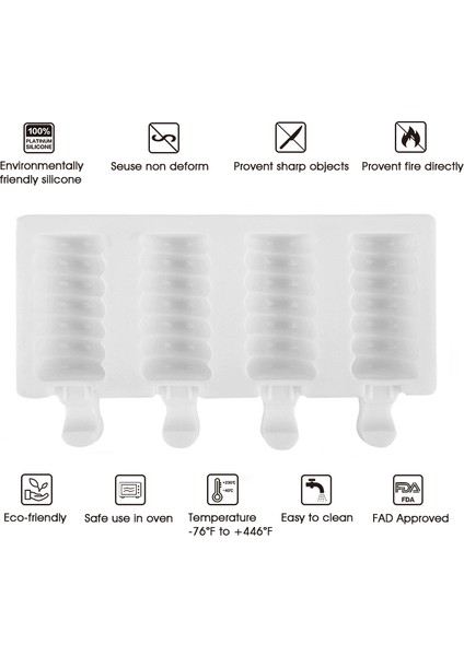 No.7 Tarzı 4 Hücre Büyük Boy Silikon Dondurma Kalıbı Popsicle Kalıpları Dıy Ev Yapımı Tatlı Dondurucu Meyve Suyu Dondurma Yapıcı Kalıp Çubuklarıyla (Yurt Dışından) fırsatları