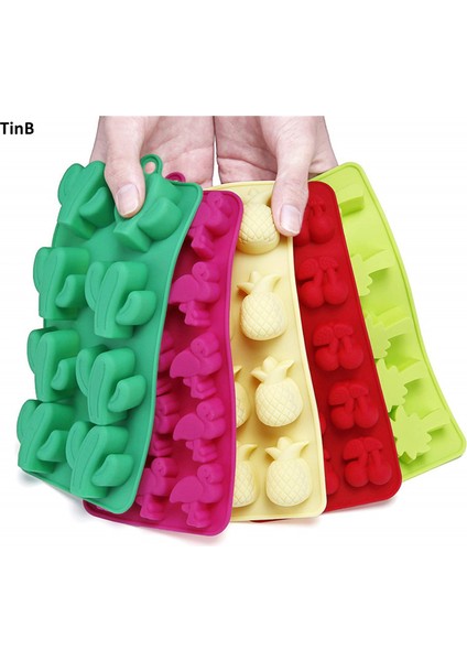 Stil 4 Stil Hawaiian Kaktüs Ananas Flamingo Silikon Buz Kalıpları Parti Içecekleri Molds - Maksatlı (Yurt Dışından)