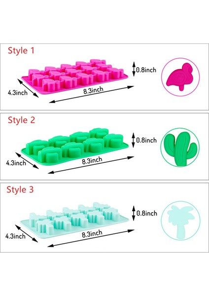 Stil 4 Stil Hawaiian Kaktüs Ananas Flamingo Silikon Buz Kalıpları Parti Içecekleri Molds - Maksatlı (Yurt Dışından)