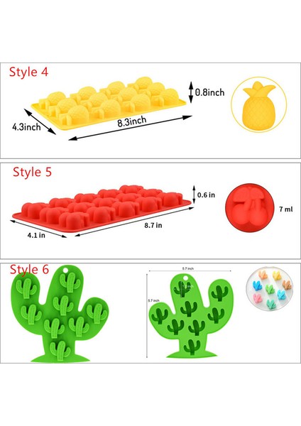Stil 4 Stil Hawaiian Kaktüs Ananas Flamingo Silikon Buz Kalıpları Parti Içecekleri Molds - Maksatlı (Yurt Dışından)
