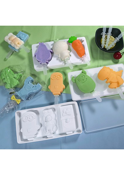 F Stili Hayvan Desenli Beyaz Dondurma Silikon Kalıp - Ev Yapımı Dondurma, Çikolata ve Popsicle Top Kalıbı - Rastgele Renk (Yurt Dışından) fiyatları