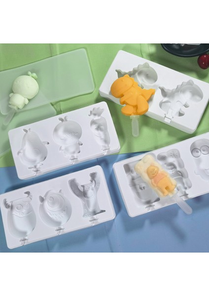 F Stili Hayvan Desenli Beyaz Dondurma Silikon Kalıp - Ev Yapımı Dondurma, Çikolata ve Popsicle Top Kalıbı - Rastgele Renk (Yurt Dışından) modelleri