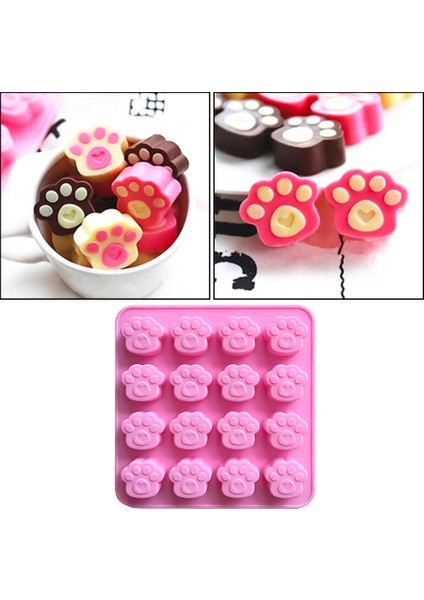 Yeni Buz Kalıbı 16 Delik Sevimli Evcil Kedi Köpek Patileri Silikon Kalıp Kurabiye Çikolata Sabun Kalıbı Kendin Yap Pasta Süsleme Araçları (Yurt Dışından) fiyatları