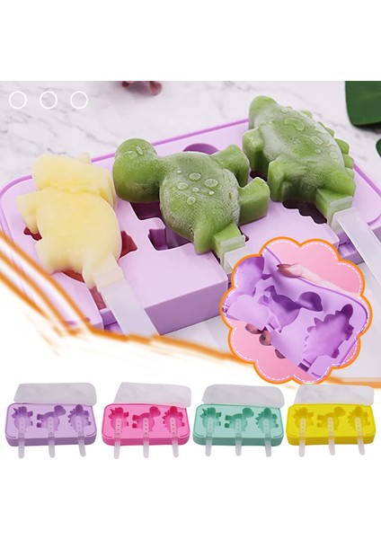 Bir Stil 4 Adet Popsicle Dondurma Kalıbı Silikon Dondurma Kalıbı Kendin Yap Ev Yapımı Dondurma Kalıbı Dondurucu Meyve Suyu Dondurma Kalıbı Dinozor Ayı (Yurt Dışından)