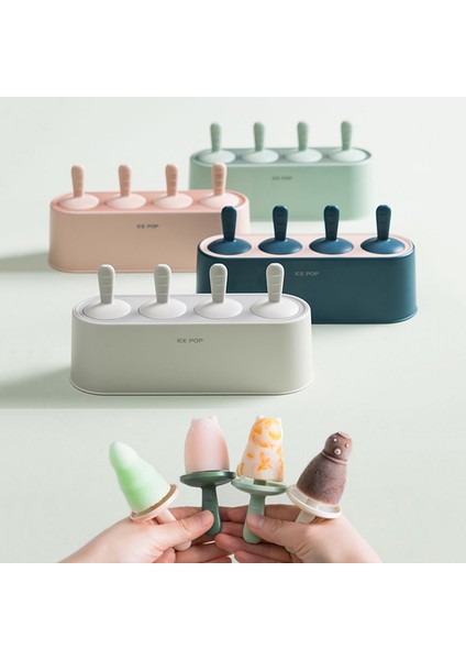 Yeşil Stil Popsicle Kalıp Seti 4 Parça Ev Yapımı Silikon Dondurma Kalıpları Kolay Çıkabilen Buz Kalıpları Yeniden Kullanılabilir Kendin Yap Pop Kalıpları (Yurt Dışından)