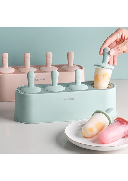Yeşil Stil Popsicle Kalıp Seti 4 Parça Ev Yapımı Silikon Dondurma Kalıpları Kolay Çıkabilen Buz Kalıpları Yeniden Kullanılabilir Kendin Yap Pop Kalıpları (Yurt Dışından)