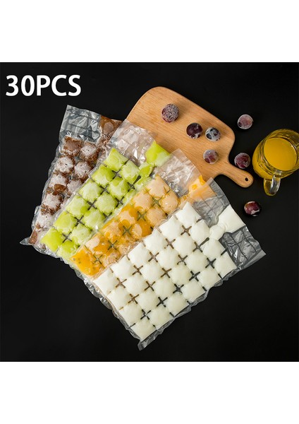 30 Adet Tarzı Hızlı Donduran Kendinden Kapanabilen Buz Küpü Poşeti Şeffaf Buz Kalıbı Mutfak Gereçleri (Yurt Dışından)