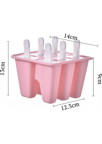 Pembe 6 Delikli Stil Silikon Dondurma Kalıbı Buz Küpü Tepsisi Popsicle Varil Yeniden Kullanılabilir Dondurma Kalıpları Setleri Yiyecek Dıy Aracı Çubuklu (Yurt Dışından)