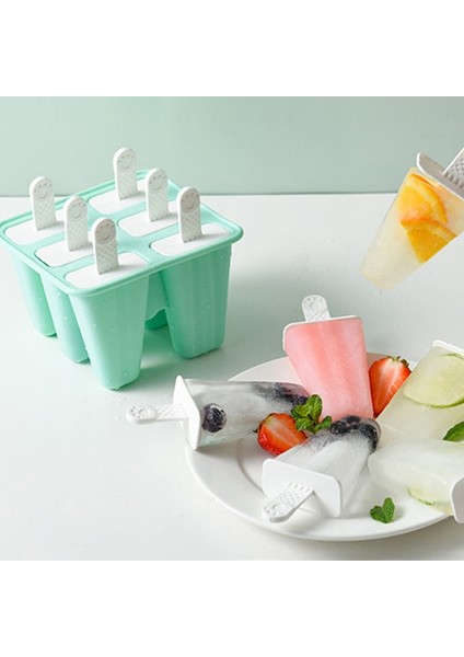 Pembe 6 Delikli Stil Silikon Dondurma Kalıbı Buz Küpü Tepsisi Popsicle Varil Yeniden Kullanılabilir Dondurma Kalıpları Setleri Yiyecek Dıy Aracı Çubuklu (Yurt Dışından)