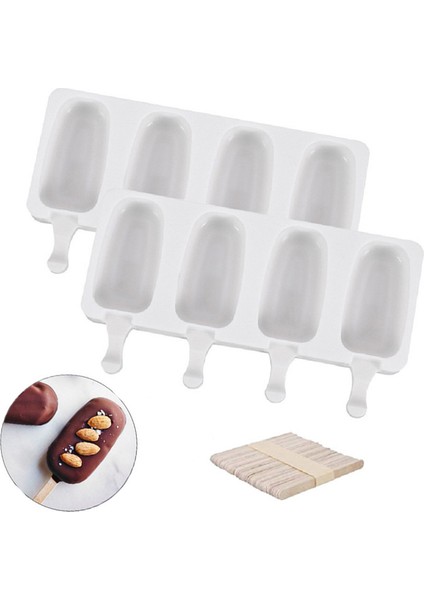 4 Delik (S) Stili Delikli Silikon Dondurma Kalıbı ve Dondurma Çubukları ile Ev Yapımı Dondurma Kalıbı - Türkçe Alışveriş Başlığı (Yurt Dışından) fiyatları