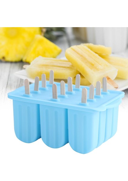 Mavi Stil 12 Izgara Gıda Sınıfı Silikon Dondurma Kalıbı Yapma Aracı ile Kapak Dıy Dondurma Makinesi Kalıbı Yaz Ev Mutfak Aksesuarları (Yurt Dışından) fiyatları