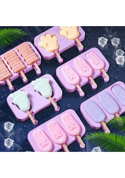 No.3 Tarzı Silikon Dondurma Kalıbı Yeniden Kullanılabilir Popsicle Kalıpları Kendi Yapımı Sevimli Karikatür Dondurma Popsicle Buzlu Şekerleme Kalıbı-Ürün (Yurt Dışından)