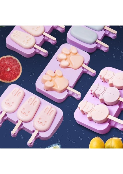 No.3 Tarzı Silikon Dondurma Kalıbı Yeniden Kullanılabilir Popsicle Kalıpları Kendi Yapımı Sevimli Karikatür Dondurma Popsicle Buzlu Şekerleme Kalıbı-Ürün (Yurt Dışından)