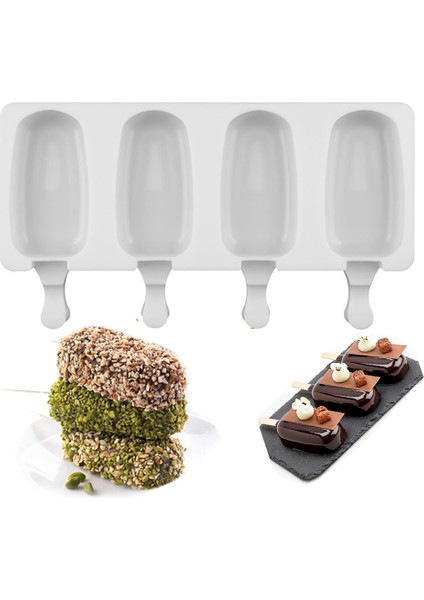 Tahta Sopa Tarzı Gıda Güvenli Silikon Dondurma Kalıpları 4 Hücreli Dondurulmuş Buz Kalıpları Popsicle Yapıcı Kendi Yapımı Dondurucu Dondurma Kalıbı Için Buzlu Muhallebi Kalıbı (Yurt Dışından) fırsatları
